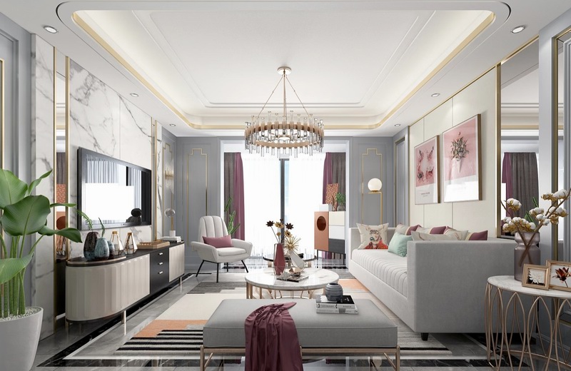 客厅金属线条装饰